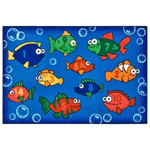 Counting Fish Value Learning Rug – Fun Underwater Counting Rug for Kids’ Learning and Play, Rectangle