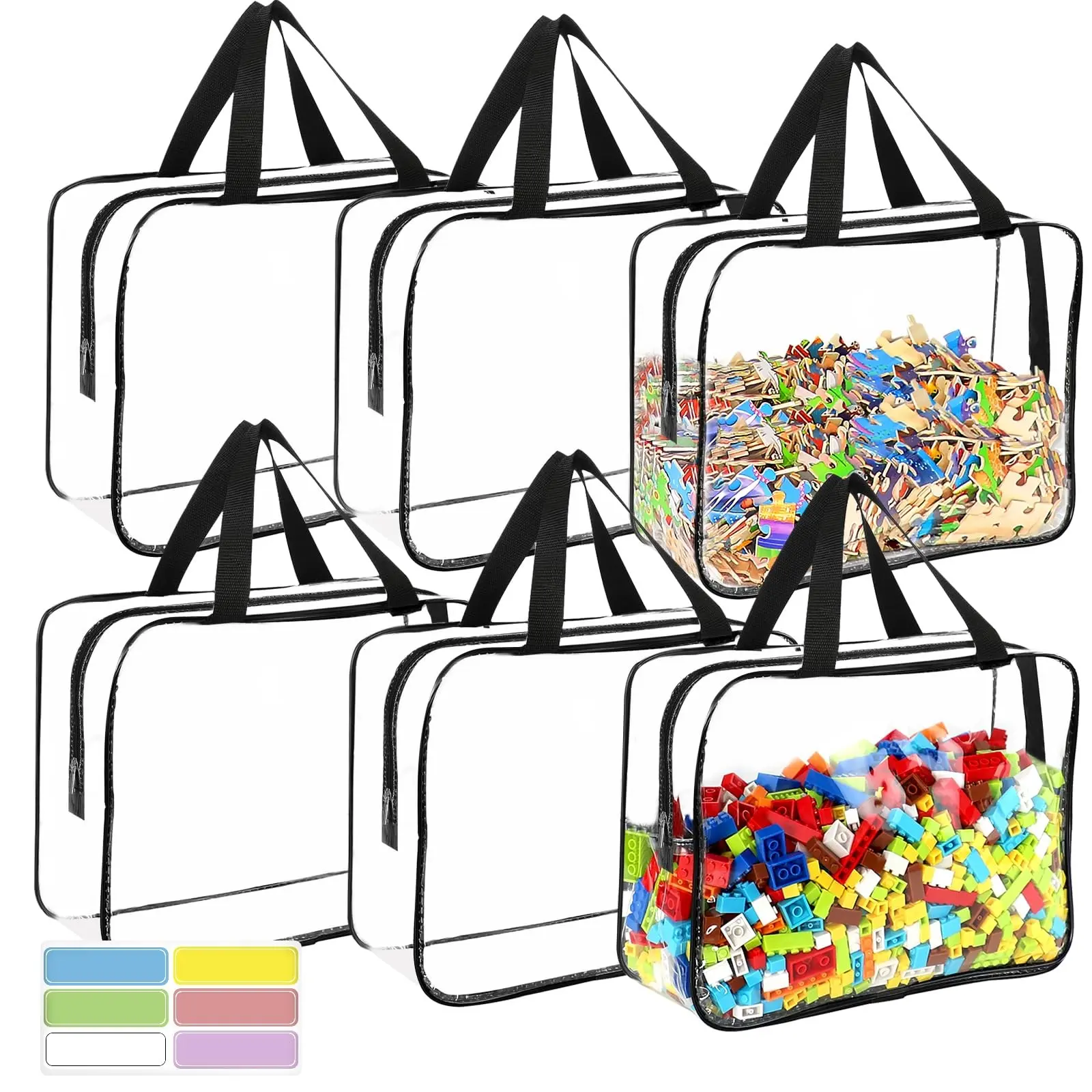 6pc Large Capacity Travel Toiletry Bag Set, Clear Toiletry Bags with Handles, Zipper Makeup Bags, Cosmetic Travel Bags, Travel Essentials, Clear Travel Bags For Toiletries, 6 Counts/set