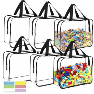 6pc Large Capacity Travel Toiletry Bag Set, Clear Toiletry Bags with Handles, Zipper Makeup Bags, Cosmetic Travel Bags, Travel Essentials, 6 Counts/set