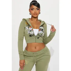 Ed Hardy Broken Hearts Zip Front Hoodie - Sage 5