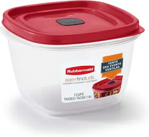 Easy Find Vented Lid Food Storage Containers, 7-Cup, Red