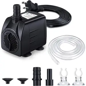 220GPH(15W 900L/H) Submersible Water Pump, Durable Outdoor Fountain Water Pump with 6.5ft Tubing (ID x 1/3-Inch), 3 Nozzles for Aquarium, Pond, Fish Tank, Hydroponics