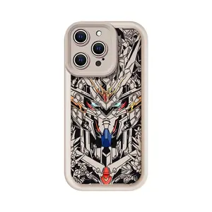 Anime Gundam Mecha Design Case for 17 Air iPhone 16 Pro Max 15 Plus 16E 14 13 12 11 XS XR Plus  fashion gift Drop Protection Shockproof Soft Silicone smartphone Cover Gundam Style