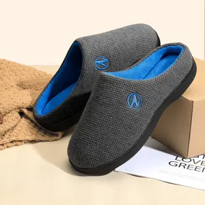 Memory Foam Two-Tone Slippers Waffle Knit Upper Secure Heel Collar Sturdy Rubber Sole Non-Marking Noiseless Ideal for Indoor Outdoor Use Comfortable Soft Footwear Wide Slip-On Loafers with Arch Support Women's Fuzzy Flip Flop Slippers Black Pointed Toe Kn