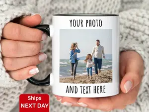 Custom Anniversary Photo Mug 11oz & 15oz – Personalized Picture Coffee Cup with Text or Logo