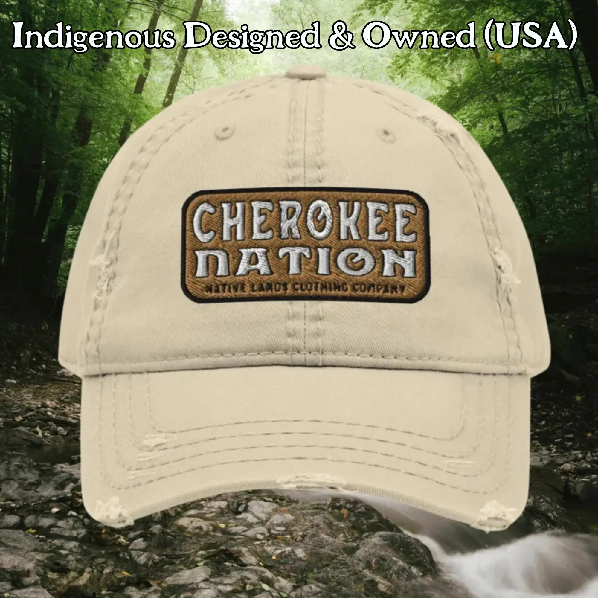 Cherokee Nation Embroidered Distressed Dad Hat - Honoring First Nations, Inuit, Native American Indigenous Cultures