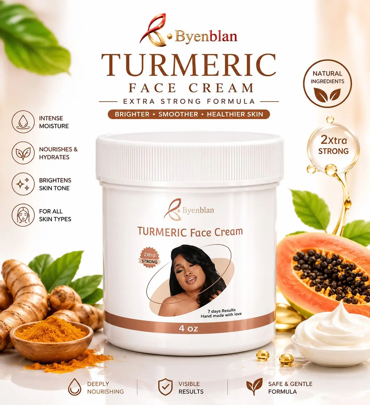 D&J Byenblan - Turmeric, 4 oz Face Cream,