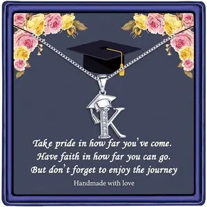 Graduation Gifts for Her 2025, Initial Necklaces Graduation Cap Necklace Friendship Gifts for Women Friends Her 2025