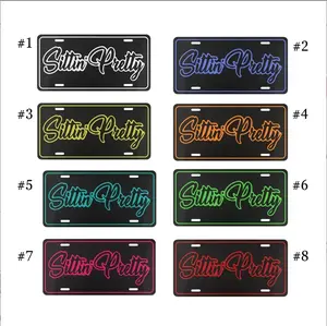 Sittin Pretty License Plate, 12x6 Aluminum Vanity Tag, Cute Girly Car Accessory, Neon Script Auto Plate, Gift for Her, Stylish Vehicle Decor Trendy