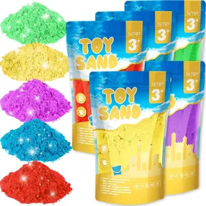 Value Pack 11lbs of 5 Colored Moldable Self-Sticking Sand, Never Dries Out - Fun for Kids Bulk Refill for Sensory Sand Box Toys, Ideal for Shaping, Squeezing, Scooping, Rolling and Molding