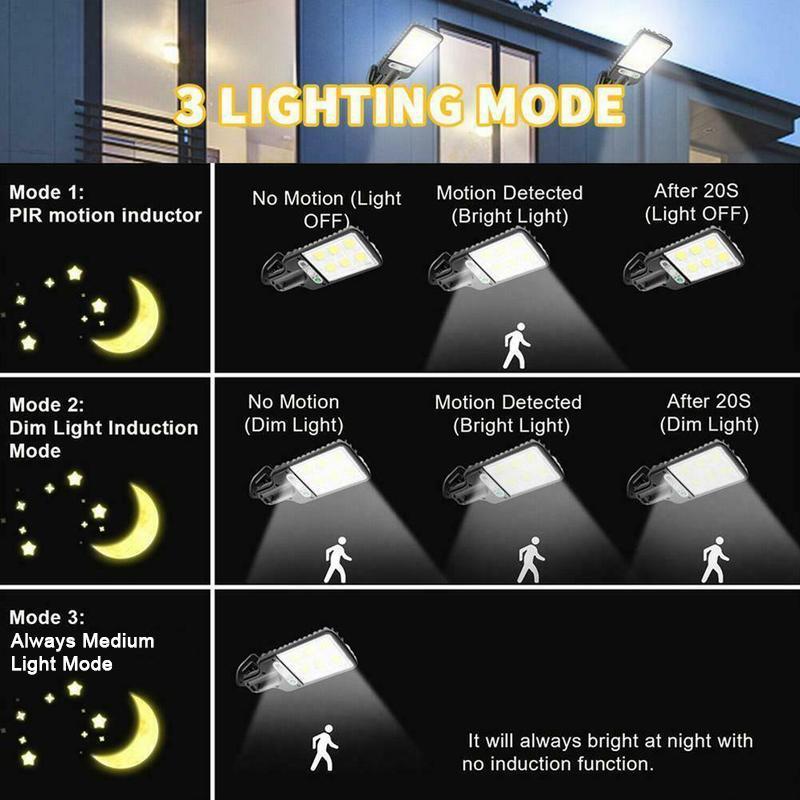 【summervibes】Solar Street Light Outdoor 6500 Lumens 3 Modes LED Motion Sensor Security Wall Lamp for Garden Yard Porch Decor IP65 Waterproof Remote Control 2/4 Pack