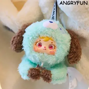 ANGRYFUN Puppy Nap Time Blind Box Plush Keychain – Cute Lying Dog Backpack Charm Stuffed Animal Mystery Box Trendy Collectible Decoration Gift, Single Box (Free Random Cute Acrylic Keychain)