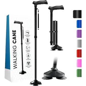 Walking Cane for Men & Women - Foldable, Adjustable, Collapsible, Free Standing Cane, Pivot Tip, Heavy Duty| Walking Sticks, Folding Canes for Seniors & Adults (Black, Pivot Cane)