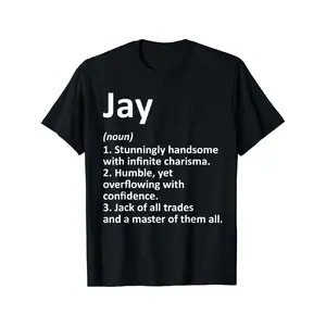 Men's Wear Jay Definition T-Shirt - Bold Black Tee with White Text, Featuring 'Jay' in Large Letters and Humorous Definitions Below - Perfect for Casual Wear, Unique Gift for Friends and Family, Great for Any Occasion