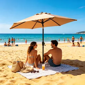 design Outdoor parasol cantilever Patio Umbrella (7.5-10 FT) with Crank, Push Button Tilt, Waterproof UV Protection, Heavy-Duty portable Sun Shade, Ideal for Backyard, Poolside