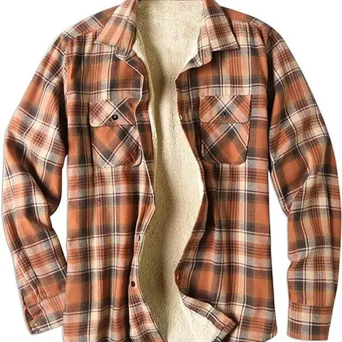 COOFANDY Men's Sherpa Lined Flannel Shirt Jacket Long Sleeve Button Up Fleece Plaid Shirts Casual Classic Soft Menswear