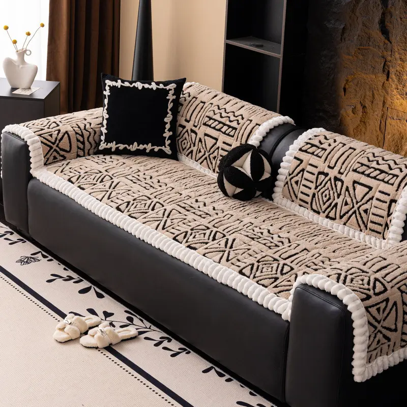Bohemian plush multi-functional anti-slip winter thickened bay window cushion, tatami cushion, and steamed bun sofa cushion Soft Sofa Protector