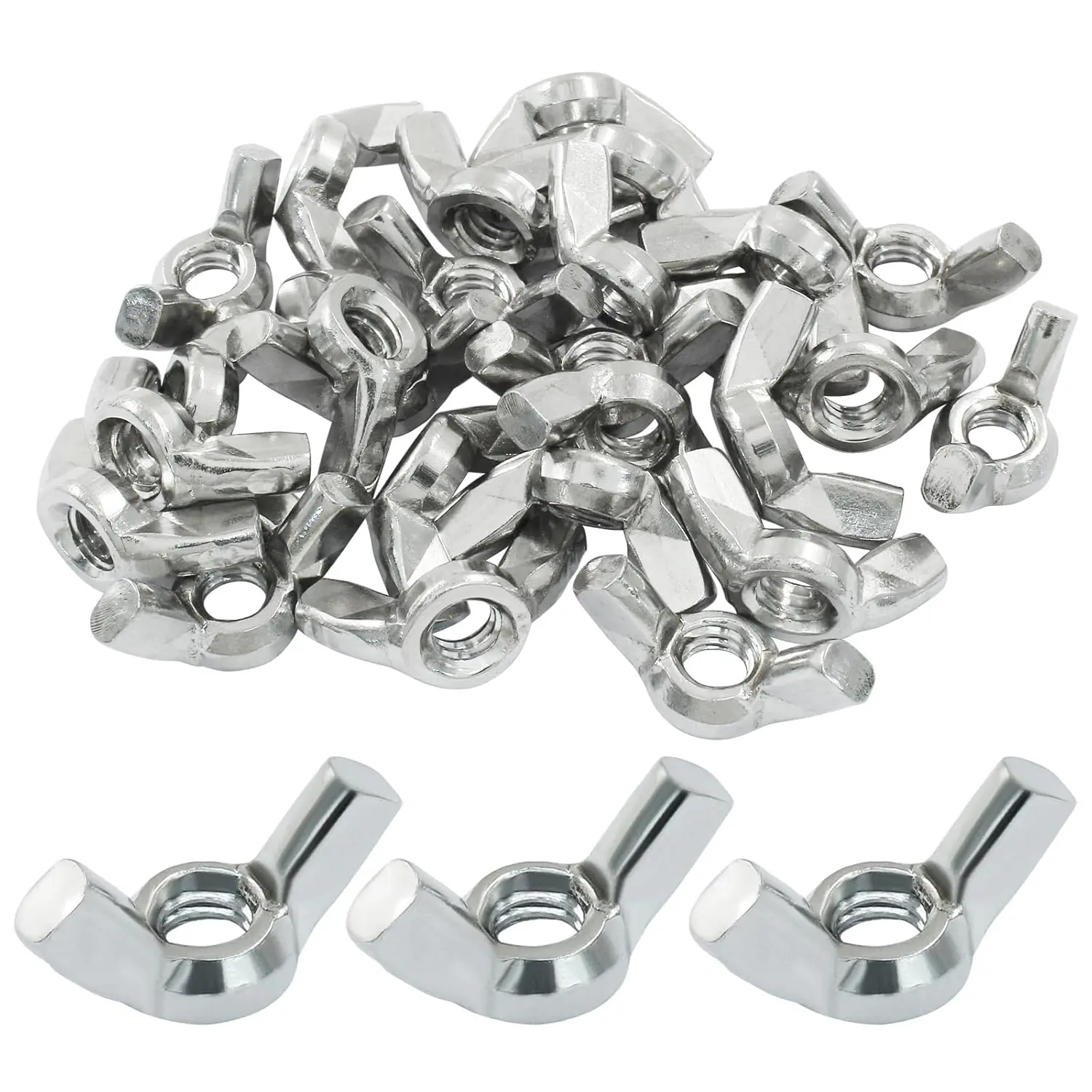 25 count Wing Nuts 1/4"-20, Stainless Steel Butterfly Wing Nuts, Hand Twist Tighten Ear Wingnuts Fasteners Parts
