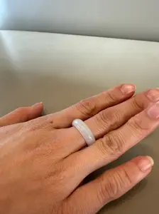 Icy White Burmese Jadeite Ring