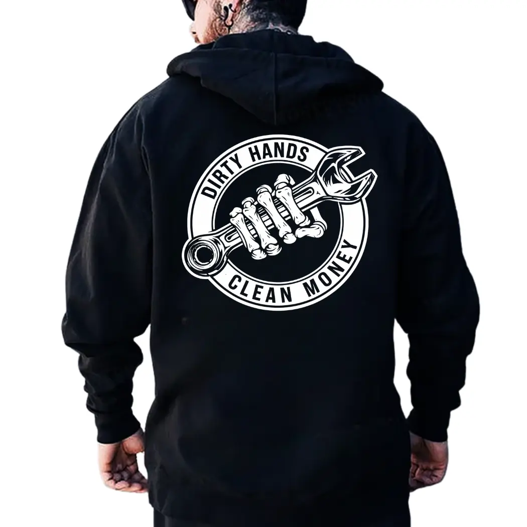 Dirty Hands Clean Money Hoodie, Blue Collar Dad Worker Hoodie,  Blue Collar Pride Hard Working Mechanic Construction Shirt, Tradesman Workwear, Gift for Blue Collar Men