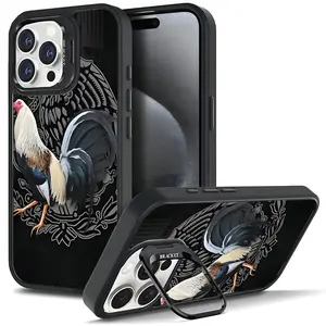 Cool Creative Rooster Pattern Phone Case For iphone 16 15 14 13 12 PRO PLUS MAX Gift Ideas Anti-drop Cellphone Protective Shell With Ring Stand Magsafe Tough Shockproof Mobile Phone Cover