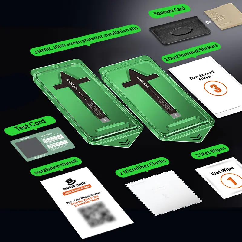 MAGIC JOHN 2-Pack Screen Protector for iPhone, Samsung, and Google–Crystal Clear, Scratch-Resistant, Ultra-Smooth Touch, Privacy Protection, Circular Polarized Eye Protection, Easy Installation 8