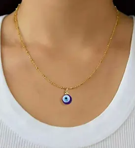 14K Gold Silver Dainty Evil Eye Bead Pendant Gold Electroplated Minimalist Necklace Women Good Luck Protection Mal de Ojo Charm Boho jewelry