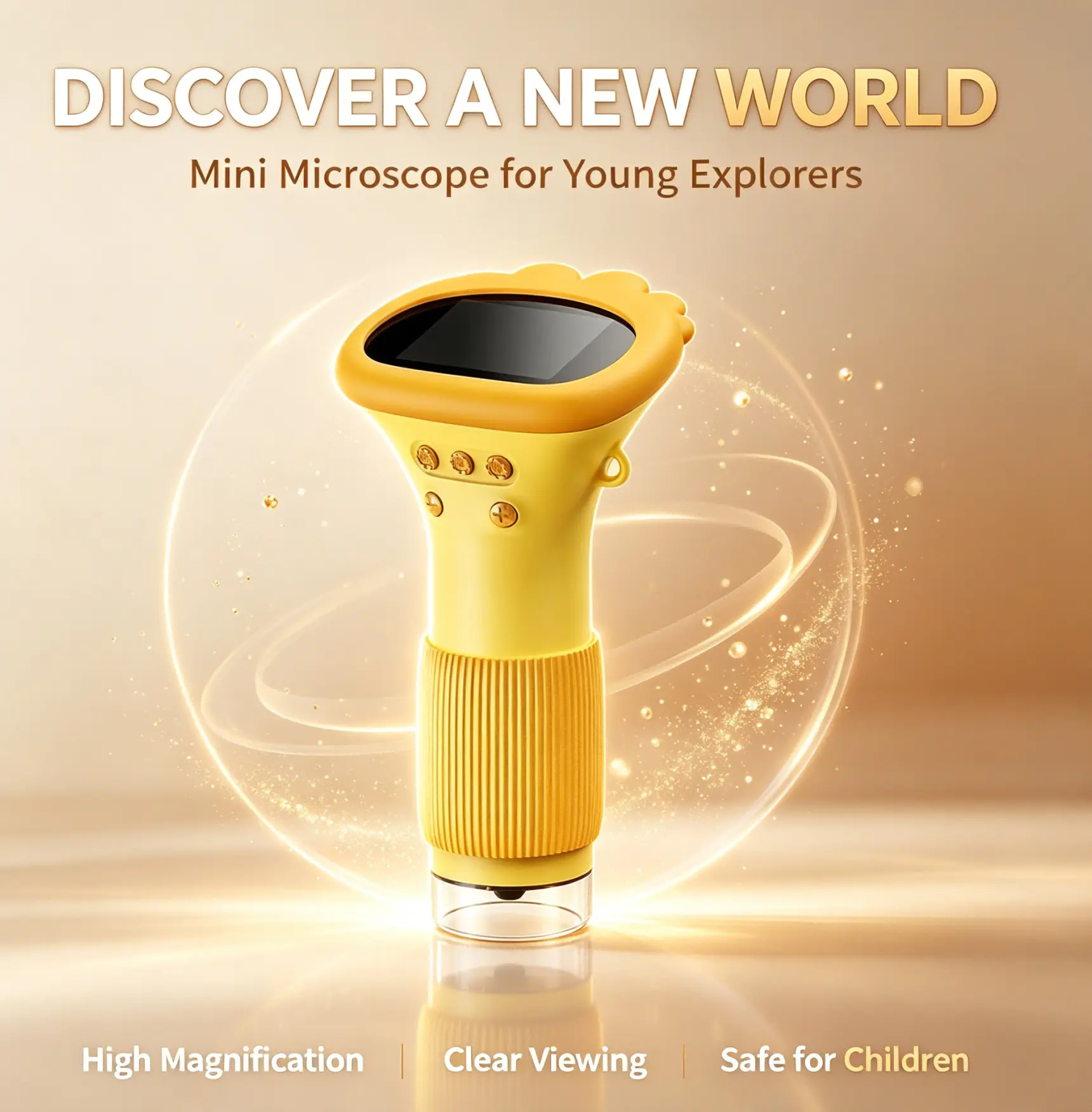 LCD Digital Microscope - Portable Handheld Mini Size Electronic Magnifier, Car Repair & Inspection Tool, 8 Adjustable LEDs, Photo-Video Capture, IPS Screen, Kids & Adults Visual Learning Gift