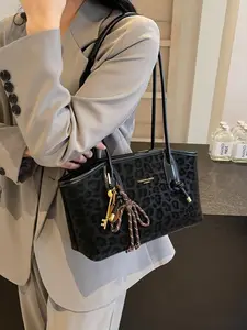 Vintage Versatile Women's Shoulder Bag Leopard Print Lightweight Casual Handbag with Elegant Bow Detail Trendy Underarm Bag for Everyday Use high-quality daily commute bag casual trendy purse versatile everyday use cheetah tote bag