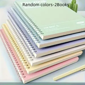 2 A5 Creative Notebooks, Matte Pages, Spiral Binding, 120 Pages, 6 Soft Colors, Durable Design, Office, Sketching, School Supplies