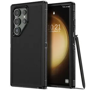 For Samsung Galaxy S23 Ultra 5G Dual Layer Case Slim Thin Hybrid Rugged Hard Shockproof Phone Cover Black