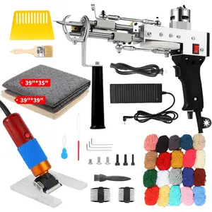 Tufting  with Carpet Trimmer Kit, Rug  with Tufting Shears, 2 in 1 Tufting  Cut & Loop Pile, Rug Making Kit with Trimmer, Yarn, Tufting Cloth