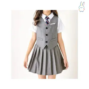 ERT-British Style Youngsters's  Uniform Set for Kindergarten Summer Wear, Elementary  Girls' JK Skirt Suit 7-16 Years Old with Vest + Half-Skirt + Tie Three-Piece Graduation Outfit school