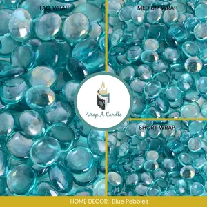 Blue Pebble Candle Wrap for Wrap A Candle Base | Coastal Aqua Stone Design | Modern Home Décor | Reusable Wrap