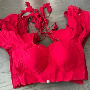 Full Sleeve Cotton Blouse for Saree - Red Color with Unique Design Top