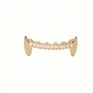 1pcs hip hop tiger teeth braces inlaid with shining cubic synthetic zirconia, suitable for music festivals, parties and daily gorgeous oral braces