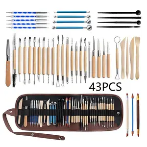 43 piece Clay Tools Handcraft Modeling Clay Carving Tools with Carrying Case Bag Polymer Clay Tools Kit for Beginners, Hobbyists, Artists