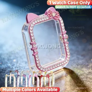 KAYKWONG'S 1-Piece Cute Ear Design Watch Case Protector, Sparkling Rhinestone Case for Iwatch Size 40-49mm, Compatible with Series Se/11/10/9/8/7/6/5/4, Fashion Accessory, Smart Watch Accessories, Multiple Colors Available