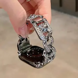 WatchUnit Diamond-Studded Metal Bracelet Compatible with Apple Watch Series 11-1, SE, Ultra (38mm-49mm) Adjustable Women's Band
