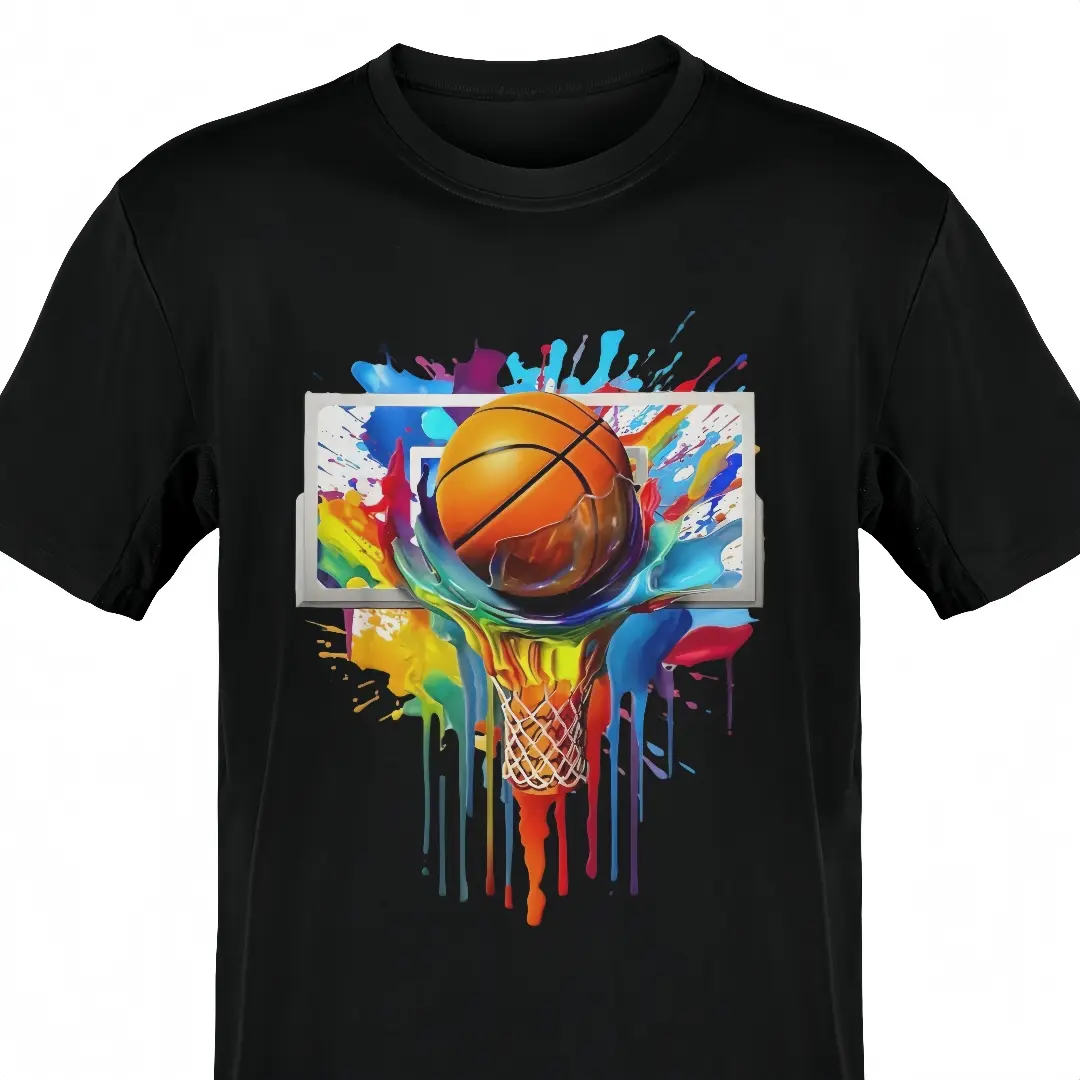 Unisex Tie Dye Basketball Graphic T-Shirt, Fitted 100% Cotton Crew Neck, Casual Streetwear with Slight Stretch, Machine Washable