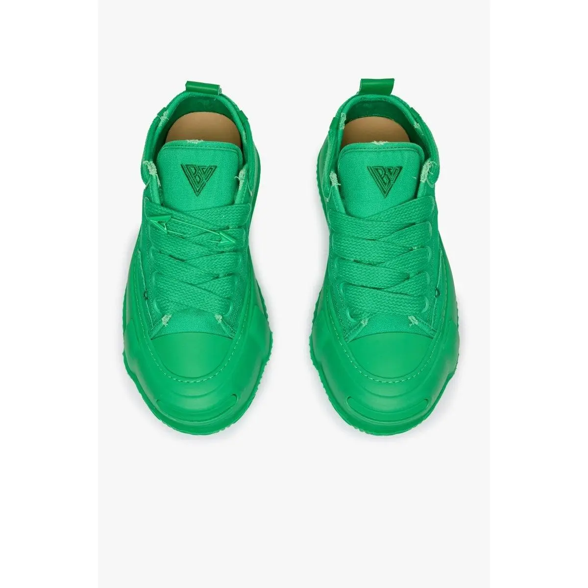 Men's Chunky Low-Top Sneakers - Distressed Green Canvas Footwear with Leather, Suede Trim, Casual Streetwear Trainers, Sneaker