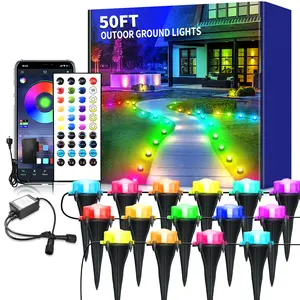 Yocrostar Permanent Outdoor Ground Lights Smart Color Changing, Pathway Christmas Lights Waterproof, Walkway Lighting for Outside Garden Back Yard Driveway Patio Sidewalk Landscape Path Decorations