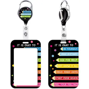 Black Inspirational Quote Work Retractable Badge Reel with ID Holder Cute Reel Clip & Badge Holder for  & ID Badges for Women Men Girls  Teachers School Cool Heavy Duty Retractable