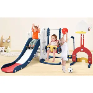 7-in-1 Toddler Slide Set – Indoor & Outdoor Playset with Swing, Basketball Hoop, Climber & Soccer Goal, All-in-One Toddler Playground