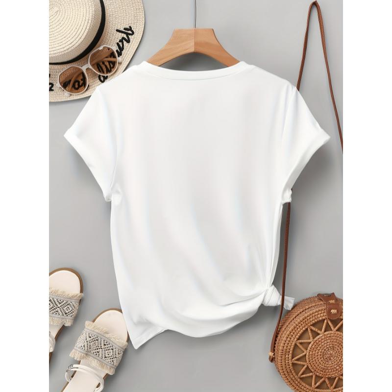 Women's Summer Casual Short Sleeve T-Shirt - Vibrant Pink Gradient Heart Print, Relaxed Fit Round Neck, Medium Stretch Breathable Fabric, Machine Washable Korean Style Top, Glitter Texture Hearts, Comfortable Fit Shirt