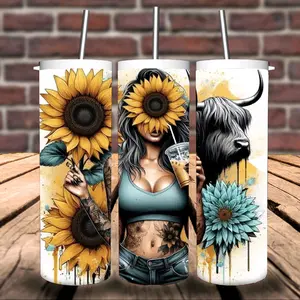 Western BOHO Highland Cow Tumbler