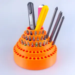 Large-capacity 145-hole bit storage tool rack (applicable to hexagonal 6.35mm/2.5 inch electric screwdriver bits) with tool storage slot, pagoda-shaped appearance, Tool Organizer