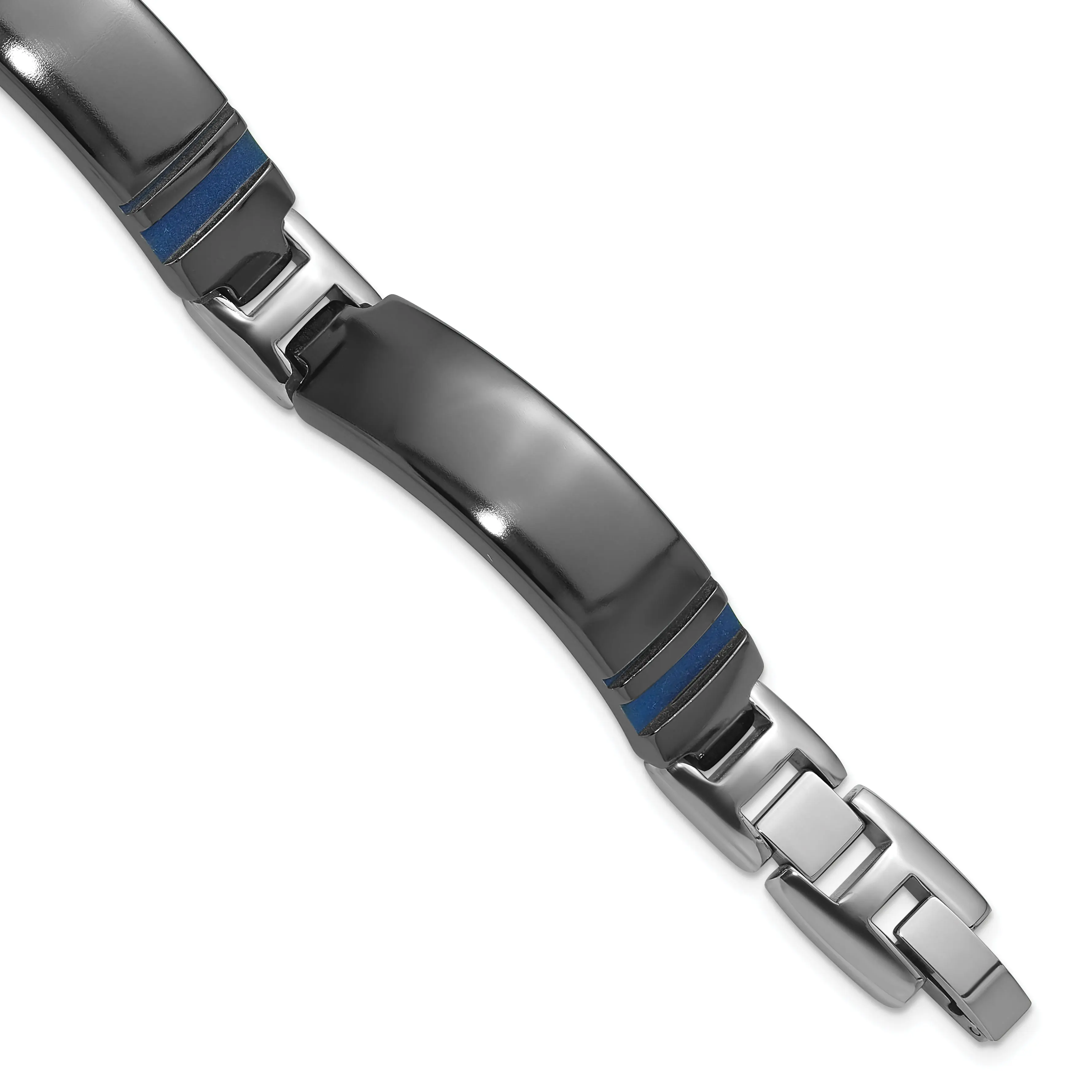 Titanium Black Ti Polished Blue Annodized Bracelet