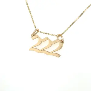 14k Yellow Gold Angel Number 222 Necklace | 18"