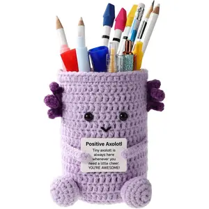 Handcrafted Motivational Quote, Comfortable Woolen Desktop Organizer, Ideal Office/School Decor Gift for Students and Teachers, Cute Desk Accessories, Desk Organizer Tidy